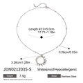 Silberne Edelstahlkette mit Sonnen- und Mondanhänger und Perlenkette, Gewicht 7,5g - Silberne Sonnenanhänger Halskette (JDN0212035-S)