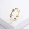 Anello quadrifoglio minimalista placcato oro con zirconi bianchi e design aperto - Quadrifoglio / Oro Zircone Bianco Quadrifoglio