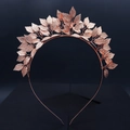 Barocker Braut-Tiara mit Goldblättern handgefertigt in Roségold für Waldhochzeiten - Roségold