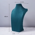 Peacock blue velvet necklace bust display stand 40cm high for jewelry counter exhibit - Green Velvet H-type 40cm High