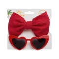 Conjunto de gafas de sol de corazón rojo y diadema de lunares en tarjeta blanca - 4# Rojo (Conjunto de Gafas de Sol de Corazón Rojas + Diadema de Lunares)