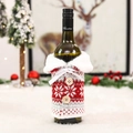 Housse tricotée pour bouteille de vin Noël avec flocons rouges et col en fourrure - G-JT32 Style Flocon de Neige avec Nœud / Rouge Blanc Gris