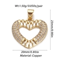 Detail of gold-plated copper heart pendant with colorful zircon stones and dimensions - Dbn155-07 / 18K Gold