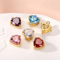 Colgantes de circonita en forma de corazón de colores para accesorios de joyería DIY - Forma de Corazón (Base Oro) / 8*8mm Circonia Multicolor