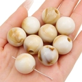 Beige and brown marble pattern acrylic beads in palm for DIY jewelry making size scale - Light Coffee Round Bead (5pcs/pack) / 20mm
