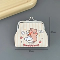 Porte-monnaie Capybara rayé en cuir PU avec motif d'oie mignon et fermoir en métal - Cuir PU / Oie & Capybara (Boucle PU)