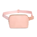 Pink waterproof nylon fanny pack with adjustable strap and durable buckle closure - Pink