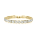 Goldenes Tennisarmband im Baguette-Schliff mit weißen Zirkonia-Steinen und Klappverschluss - 17cm / Gold + Weißer Stein