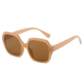 Chic oversized polygonal sunglasses in transparent tea brown with tinted lenses - Universal Specification / Jelly Tea Frame Tea Lens