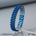 Blue matte stainless steel watch band bracelet 15mm width fold-over clasp for men - Blue