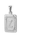 Pendentif carré en acier titane texturé avec lettre majuscule Z argentée élégante - Lettre Z