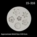 Weiße Silikonform mit Blumenmotiven, 8 cm Durchmesser, für Fondant und Tonarbeiten - Grau