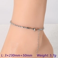 Silver twist chain stainless steel anklet for women with lobster clasp and extension - Silver 3x230mm Minimalist Style (KJ4081-Z)