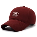 Gorra de béisbol vintage burdeos de algodón lavado con bordado de montañas - Ajustable / Rojo