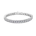 Elegant S925 sterling silver tennis bracelet featuring sparkling round D color moissanite - 15CM / Moissanite (White Gold)