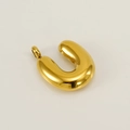 Polished gold bubble letter U pendant in stainless steel with a high-shine finish - Letter U