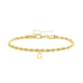 Bracciale a catena a fune placcato oro 18K con ciondolo a lettera G minimalista - Lettera G - Oro