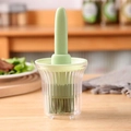 Pennello per olio in silicone verde chiaro con base trasparente per cucina e barbecue - Pennello Verde in Silicone Bottiglia Trasparente / Verde