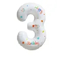 Globo de número 3 blanco de 32 pulgadas en aluminio con diseño de cumpleaños y 47x90cm - Número 3 / Blanco