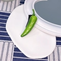 Creative green chili pepper hair clip in glossy resin finish with metal duckbill clip - Green Chili