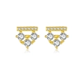 Golden S925 silver stud earrings with sparkling white zircons in an irregular design - Gold-Irregular Geometric