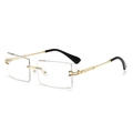 Lunettes de soleil rectangulaires sans monture avec branches dorées et verres clairs - Lentille Transparente