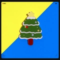 Broche sapin de Noël en acrylique avec points colorés et étoile jaune sur fond bicolore - 4 Sapin de Noël