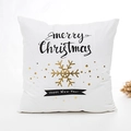 Weiße Weihnachtskissenhülle mit goldener Schneeflocke und Merry Christmas Schrift - Neujahrstext - Mit 400g Kern / 45x45cm