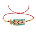 Handgemaakte rode armband met een geweven kralenpatroon en gouden koperen kralenaccenten - Pixel Stijl Seed Beads Rood Touw(MI-B23091802A)