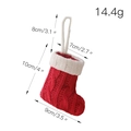 Red mini knitted Christmas stocking tableware holder with size and weight dimensions - Knitted Sock Cutlery Holder / Red