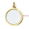 Golden round stainless steel pendant with white inlay for DIY jewelry necklaces - BXGPJ115-White Gold Round Pendant