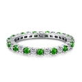 Anello eternity in argento 925 con alternanza di gemme verdi e zirconi bianchi - US 7 / Alternato Verde Bianco Veretta (DY120158)