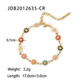 Detail of colorful daisy charms on gold-plated stainless steel bracelet with S.STEEL stamp - Gold Colorful Daisy Bracelet
