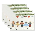 Set of 4 Nutcracker watercolor Christmas placemats with Merry Christmas text - CD62-6 (Christmas Watercolor Characters)
