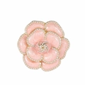 Elegante spilla a camelia rosa con bordo di perle e finitura dorata da donna - Rosa chiaro con bordo perlato Camelia