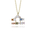Rainbow Libra constellation necklace with colorful zircon stones in gold finish - Libra / 925 Silver