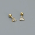 Vergoldete Kleeblatt-Ohrstecker aus s925 Silber mit drei funkelnden Zirkoniasteinen - 925er Silber / Vergoldet - Weißer Zirkon