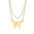 Double-layer gold butterfly necklace with letter H engraving on the pendant - Letter H Butterfly Pendant Style