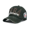 Casquette baseball vintage bleue 1964 America en coton délavé avec écusson drapeau - Vert Militaire