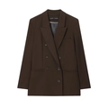 Donkerbruin blazerpak met dubbele rij knopen voor dames met schoudervullingen en broek - XS / Blazers / Donkerbruin