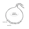 Silver adjustable stainless steel bolo bracelet with evil eye design and zircon stones - Stainless Steel Rhinestone Style (E420) / Steel