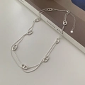 Collana a doppio strato in argento 925 con catena a sfere e maglie ovali lucide - Collana a Doppio Strato di Perle Tonde a Naso di Maiale