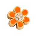 DIY flower charm with orange enamel petals and sparkling cubic zirconia center inlay - Flower-Orange