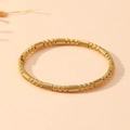 Close-up of golden beaded and textured pillar link bracelet made of stainless steel - Gold Bead & Textured Column Style (S504)