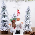 Standing Santa Claus plush doll with red knitted hat and sack for Christmas decor - 5 Inch New Snowflake Clothing Style