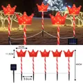 Solar powered crown candy stake lights with red star patterns for outdoor Christmas garden decor - Battery Box / Red Crown