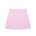 Roze gebreide minirok met hoge taille en horizontale textuur op witte achtergrond - XS / Roze Rok