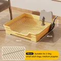 Yellow dog potty with stainless steel grid and high fence for small dogs 50x40cm - 18mm Grid Spacing / Yellow
