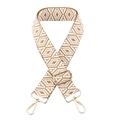 Close-up of brown and white geometric diamond woven strap with gold metal buckle - 3.8CM / White Yellow Diamond (Gold Buckle)