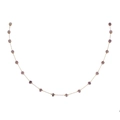 Detail of gold chain necklace featuring purple cylinder natural stone beads spaced evenly - Purple Cylinder Beads (Gold)